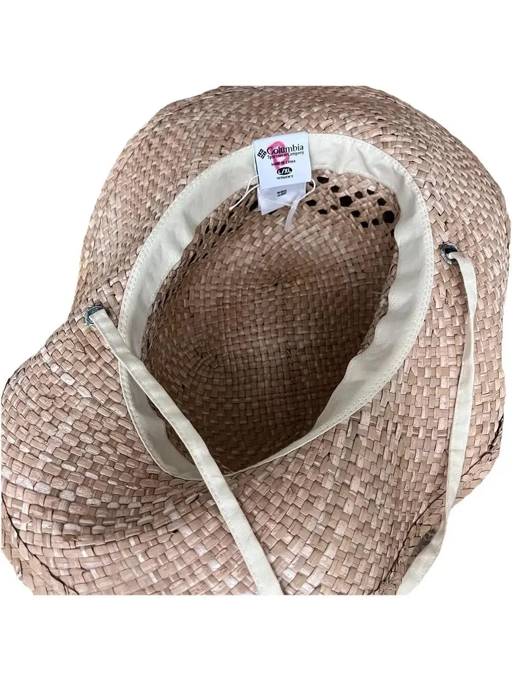 Columbia Seagrass Straw Hat L/XL Natural Woven Wide Brim Sun Hat Beach